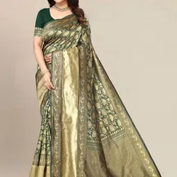 MORDEN MUSE Floral Woven Design Zari Banarasi Saree-picture-20