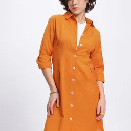 glitchez Bold Buttoned Pleated Shirt Dress-image-45