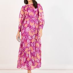 Styli Women Floral Print Round Neck Puff Sleeves Tiered Maxi Dress-image-72
