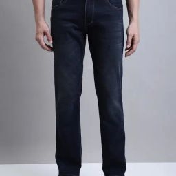 Cantabil Navy Regular Fit Lightly Washed Jeans-picture-27