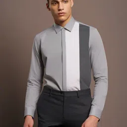 HE SPOKE Grey Tailored Fit Shirt-picture-49
