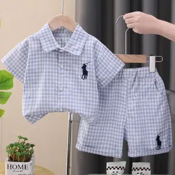 StyleCast x Revolte Boys Checked Shirt Collar Shirt With Shorts-image-53