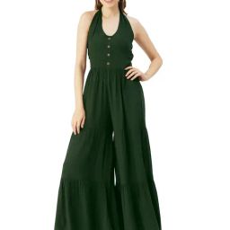 Moomaya Green Regular Fit Jumpsuit-image-82