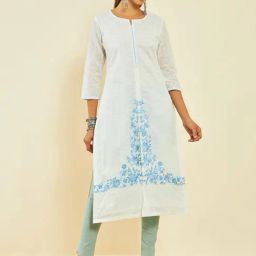 Soch Off White Cotton All-Over Thread Embroidered Straight Kurta-44