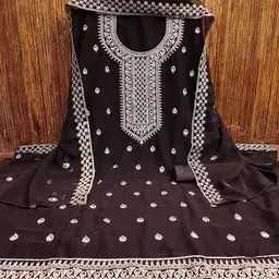 MANVAA Embellished Silk Georgette Unstitched Dress Material-image-66
