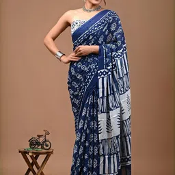 Lovwear Blue Pure Cotton Sarees-picture-37