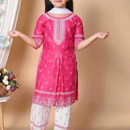 BARKAT DESIGNING PLANET Girls Ethnic Motifs Printed Kurta with Palazzos & With Dupatta-64