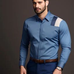 HE SPOKE Indigo Blue Tailored Fit Shirt-image-84