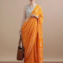 Jaipur Kurti Floral Printed Pure Cotton Saree-37