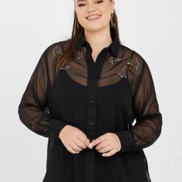 Styli Plus Embellished Chiffon Sheer Shirt-picture-39