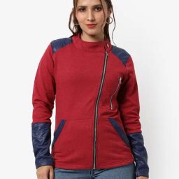 Campus Sutra Maroon Cotton Regular Fit Jacket-image-61