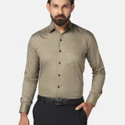 TAHVO Dark Brown Slim Fit Printed Shirt-picture-48