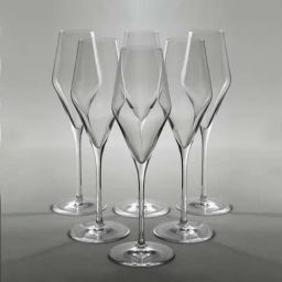 Home4U Bohemia Crystal Transparent Glass Louvre Champagne Glass - Set Of 6, (290 ml)-8