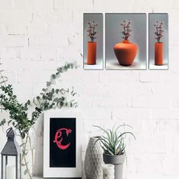eCraftIndia 6MM MDF Set of 3 Botanical Floral Satin Matt Texture UV Art Painting-image-73