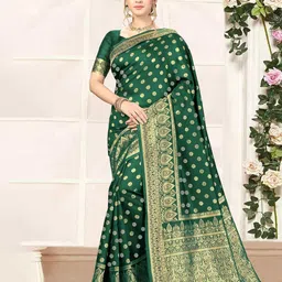 Trendmalls Ethnic Motifs Zari Banarasi Saree-image-50