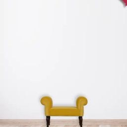 Artisan Furniture Brown & Yellow Wood Velvet Bench-33