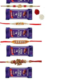 VR Creatives Kids Set of 4 Thread Beaded Rakhi With Chocolate-picture-18