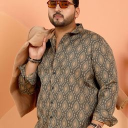 Instafab Plus Comfort Geometric Printed Spread Collar Pure Cotton Casual Shirt-picture-32