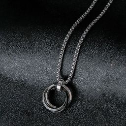 Jewels Galaxy Men Stainless Steel Silver-Plated Circular Pendant With Chain-image-84