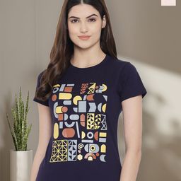 Dreambe Women Pack of 2 Graphic Printed Round Neck Cotton Regular Fit T-shirts-picture-14