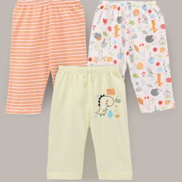 OHMS Full Length Striped Lounge Pants Dino Print Pack of 3 - Orange Green White-picture-37