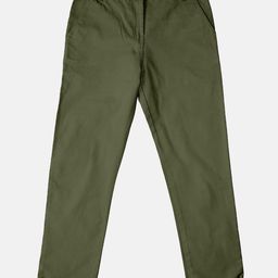 Kiddopanti Solid Button Down Jeans - Military Green-picture-16