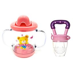 Kritiu Baby Sippy Spout Cup With Handles 200 ml & Fruit Feeder Nibbler Combo Of 2 - Multicolor-15