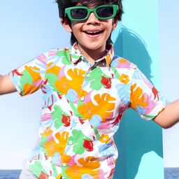 Babyhug Cotton Knit  Half Sleeves Shirt  Leaf Print- Multicolour-image-0