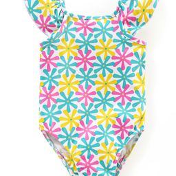 Babyhug V Cut Flutter Sleeves Swimsuit Floral Print - Multicolour-image-62