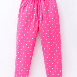 Smarty Girls Cotton Knit Full Length Polka Dots Printed Pajama - Pink-image-67