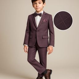 robo fry Robo FryWoven Full Sleeves Solid Colour 3 Piece Party Suit with Bow - Maroon-picture-14