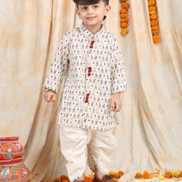 Polka Tots Full Sleeves Animals Printed Kurta With Dhoti Set - Multi Colour-image-50