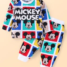 Babyhug Disney Single Jersey Knit Full Sleeves Night Suit with Mickey Mouse Graphics- Red Blue & Yellow-image-48