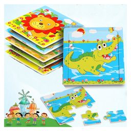 MUREN 5 Pack Mini Wooden 9 X 9 Cm Animal Jigsaw Puzzles for Kids Ages 2 3 Toddlers Preschool Educational Learning -Random Puzzle-19