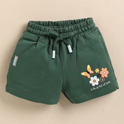Biskid Cotton Floral & Butterfly Printed Shorts - Green-image-42