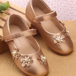 Babyoye Velcro Closure Floral Applique Ballerina - Golden-image-82