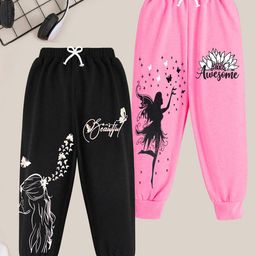 KUCHIPOO Pack Of 2 Butterfly & Fairy Printed Pajamas - Black & Pink-image-63
