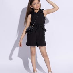 Taffykids Sleeveless Solid Blazer Style Jumpsuit - Black-image-41