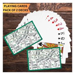 KARBD Playing Cards Deck Premium with Plastic Laminated Coating - Classy Dollar, Pack of 2-10