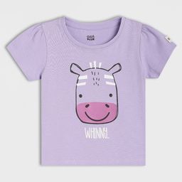MINI KLUB Cotton Knit Half Sleeves Baby Zebra Printed Top - Purple-image-47