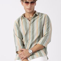 HERE&NOW Slim Fit Multi Striped Opaque Casual Shirt-image-83