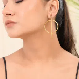 Silvermerc Designs Gold Plated Circular Drop Earrings-image-93
