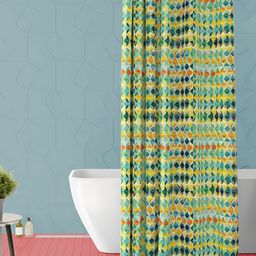 ArtzFolio Yellow & Blue Printed Water Proof Shower Curtain-image-60