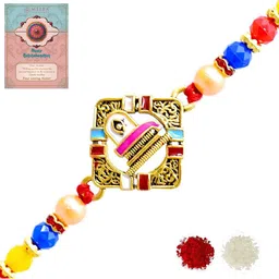 MEIRA JEWELLERY Set Of 1 Rakhi With Roli Chawal & Greetings Card Set-image-81