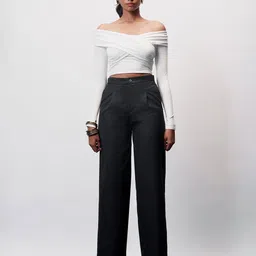 FREAKINS Women Striped Classic Black Straight Pinstripe Trousers-picture-33
