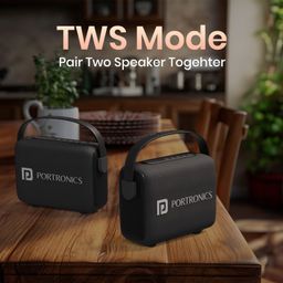 Portronics POR-2392 Resonate 14W Potable Bluetooth Speaker With LED Sunset Projection Lights, Upto 5 Hours Playtime, Bluetooth 5.3V, TWS Function, Handsfree Calling, , Type C Fast Charging(Black) image 4