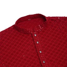 Men Chikan Embroidery A-line Kurta (Maroon)-image-54