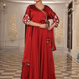 KALINI Embroidered Semi-Stitched Dress Material-picture-27