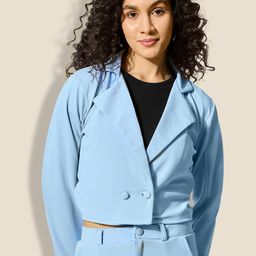 QIOA Women Cropped Double Breasted Blazer-image-20