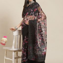 Anouk Floral Embroidered Net Saree-image-63